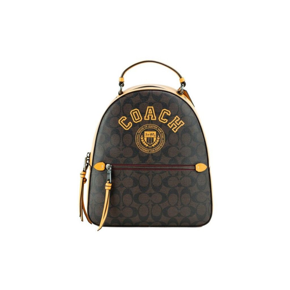 NEW Coach Jordyn Varsity Backpack Brown Buttercup Signature Coated Canvas CB871 - Picture 7 of 7